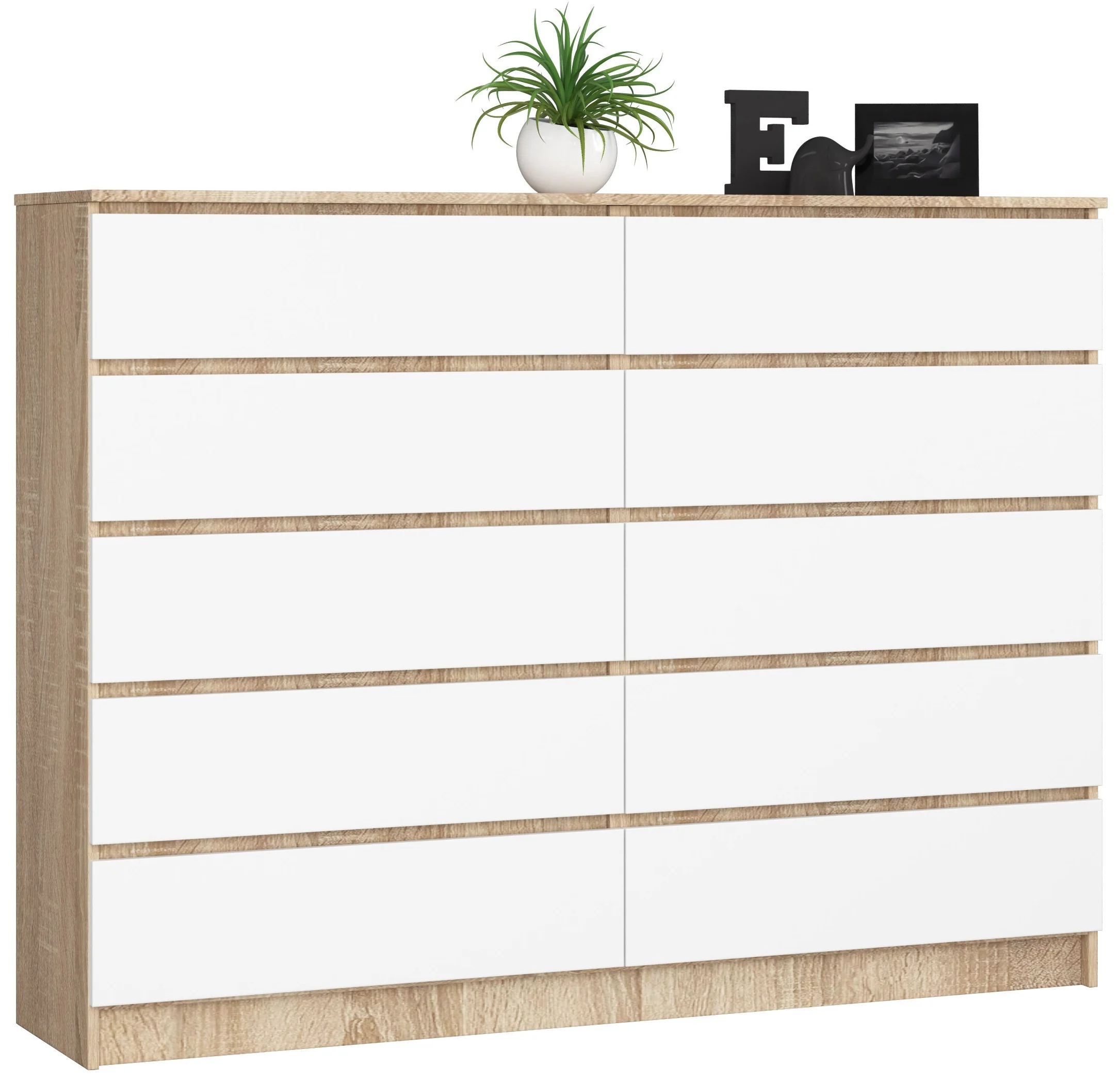 Komoda K160 10SZ Clp Pk Dąb Sonoma Biała