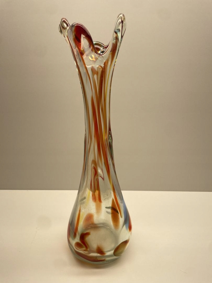 Szkło Kolorowe - Duży Wazon - 31cm - Sękacz - PRL - VINTAGE - Kraków