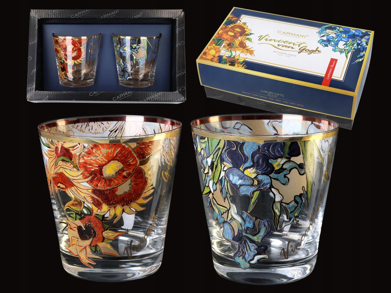 Sada 2 pohárov na whisky V. Van Gogh. Slnečnice Irisy (carmani)