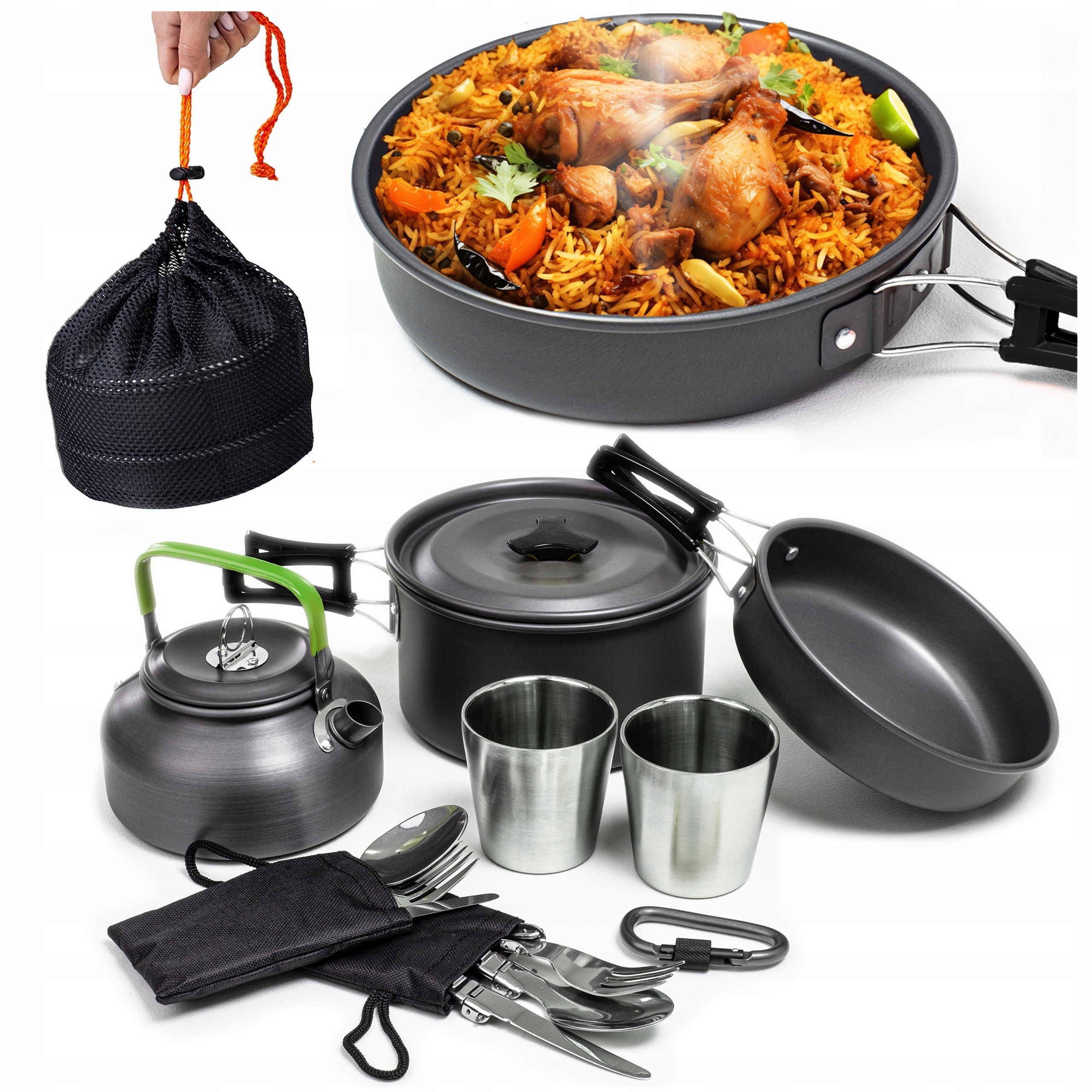 Sada Turistického Nádobí Pro Kempingové Hrnce, Konvice, Komplet Na Kempování