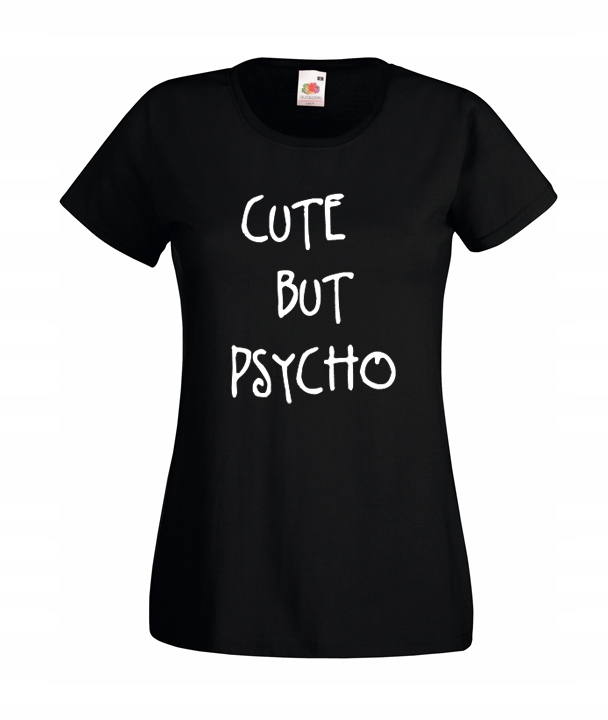 

L Koszulka Damska Cute But Psycho Napis Wzory
