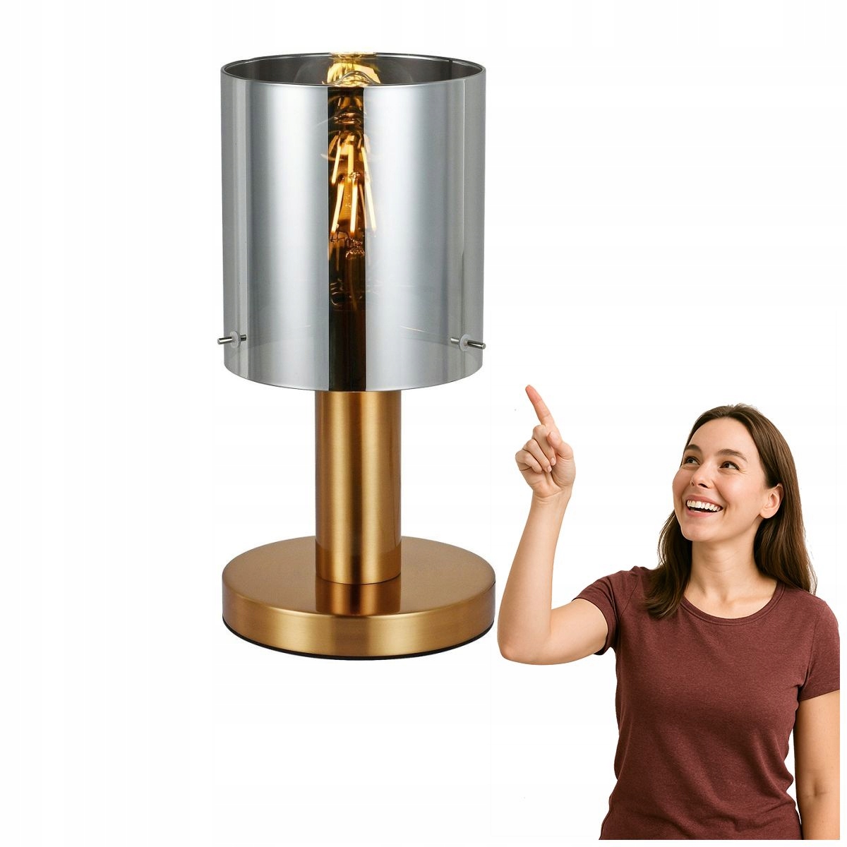 Moderná stolová lampa Sardo Mosadzná dymová Italux