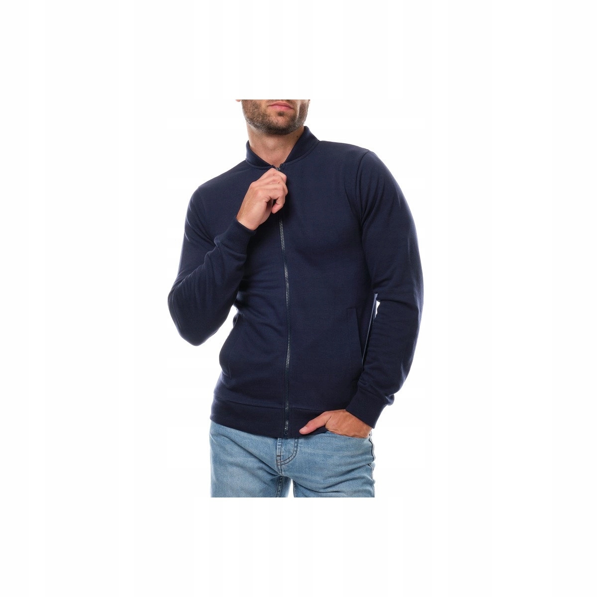 Pánská mikina Hopenlife rozepínací s teplým fleecem, pohodlná, tmavě modrá vel. S