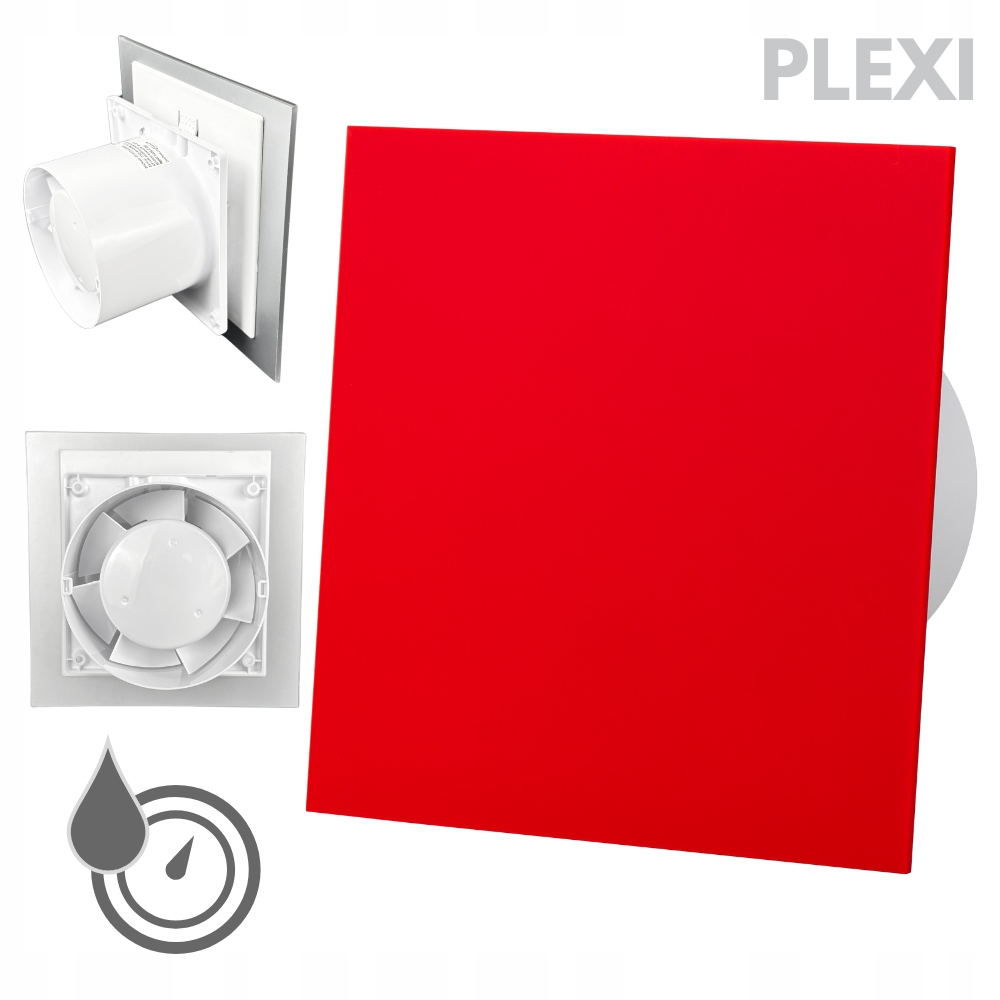 Koupelnový ventilátor Drim 100 (hs+ts) Plexi červený