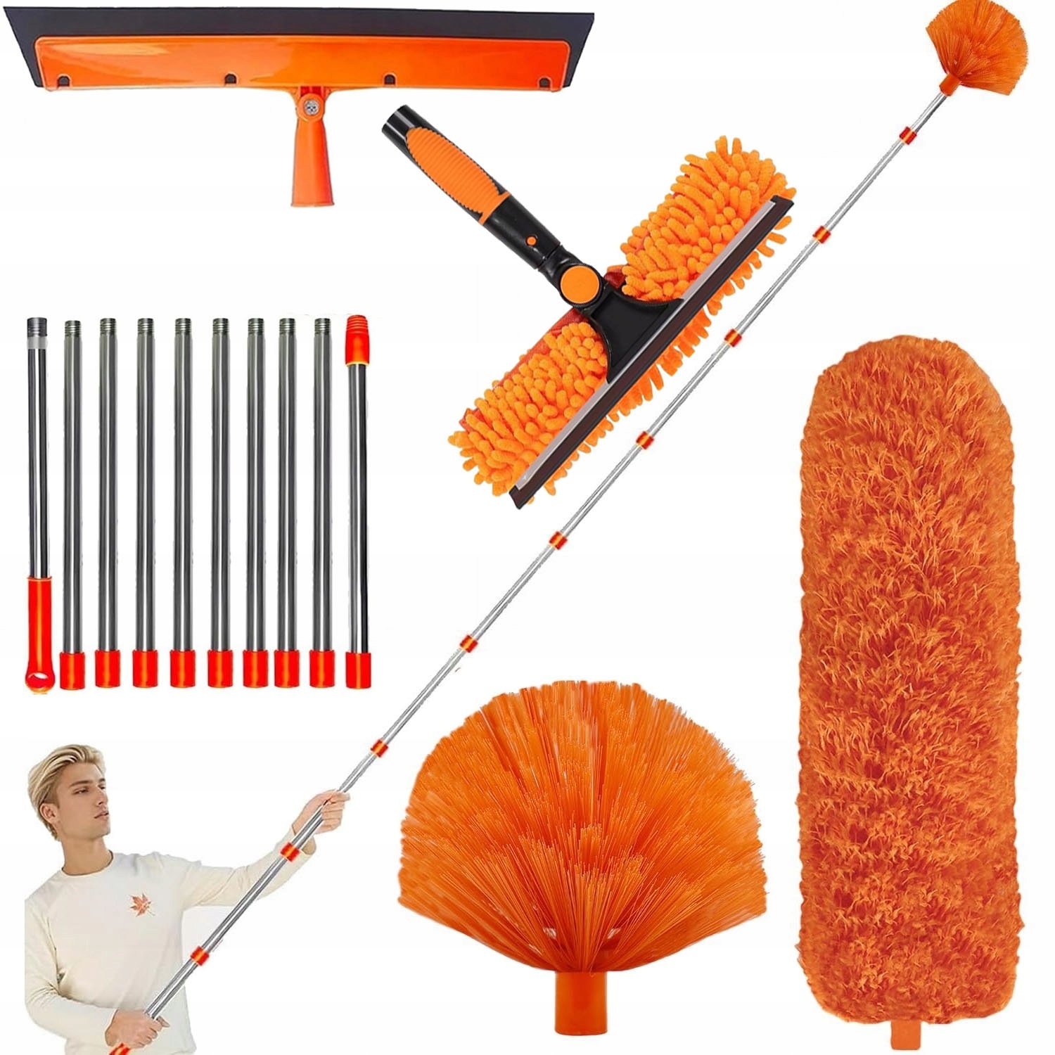 Levně Teleskopický kartáč na prach Metla 4v1 Dlouhá 4 Vyměnitelné Nástavce XXL