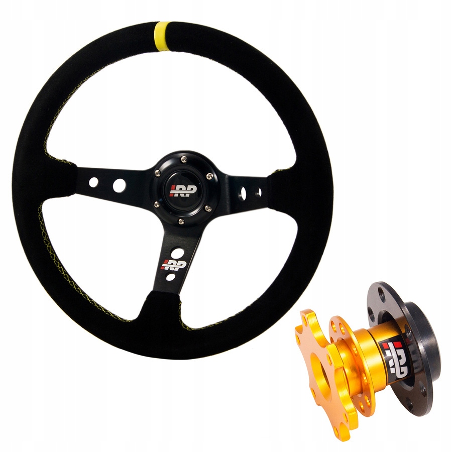 Semišový rallyový volant 350/90 mm náves Quick Release Irp