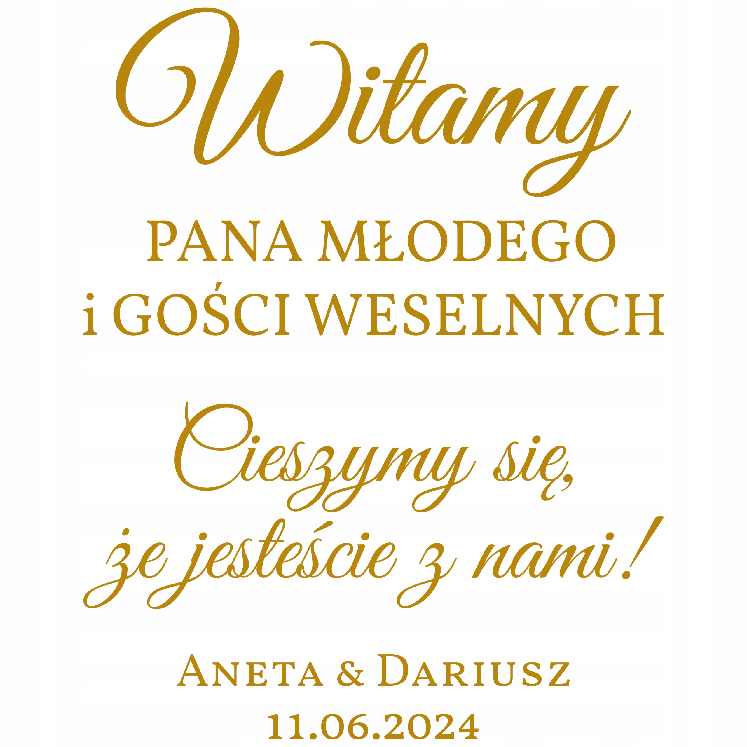 naklejka WITAMY Twoje imiona i data 45x57cm