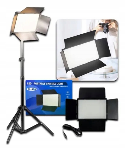 Profesjonalna Lampa Studyjna Z Wrotami Do Zdjęć Panel Led Solidny Statyw