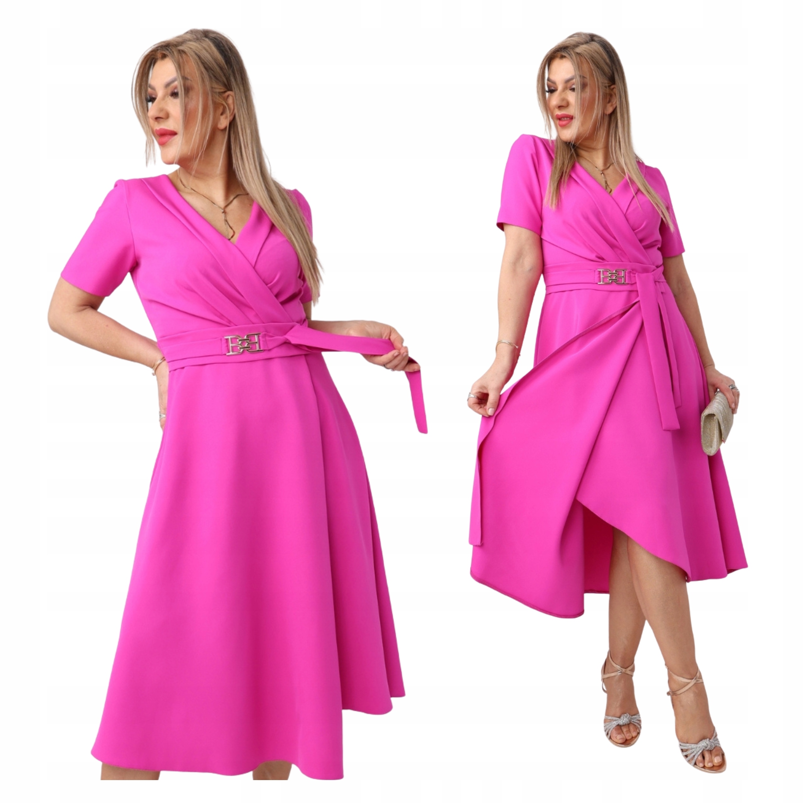 sukienka kopertowa Polski Producent duże rozmiary rozkloszowana