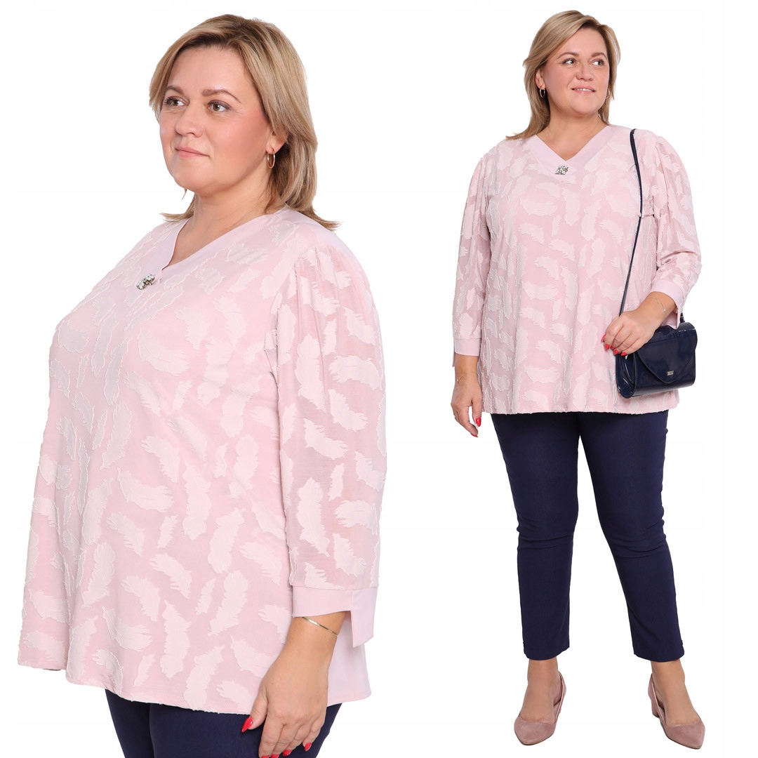 Růžová halenka s plus size vzorem velikost 56/58