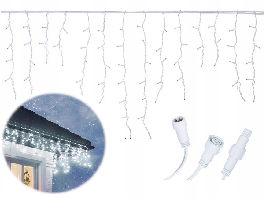 

Kurtyna Świetlna 100 Led Sople Lampki Białe Zimne