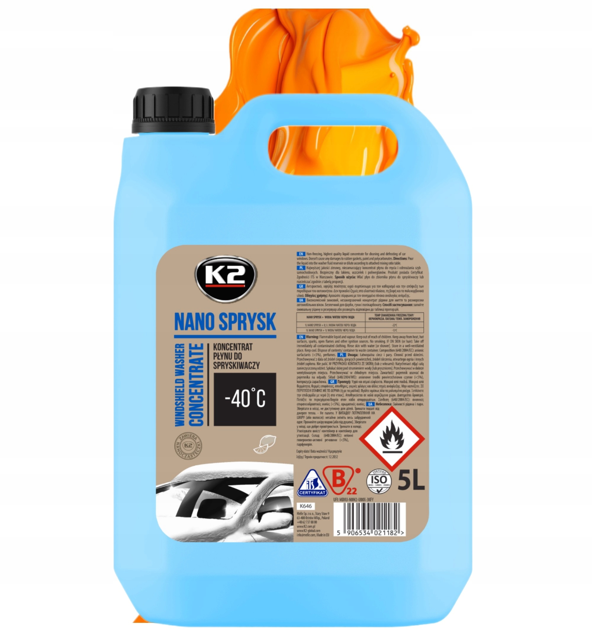 Zimní sprej K2 Nano Sprysk -40 koncentrát 5 l sprej