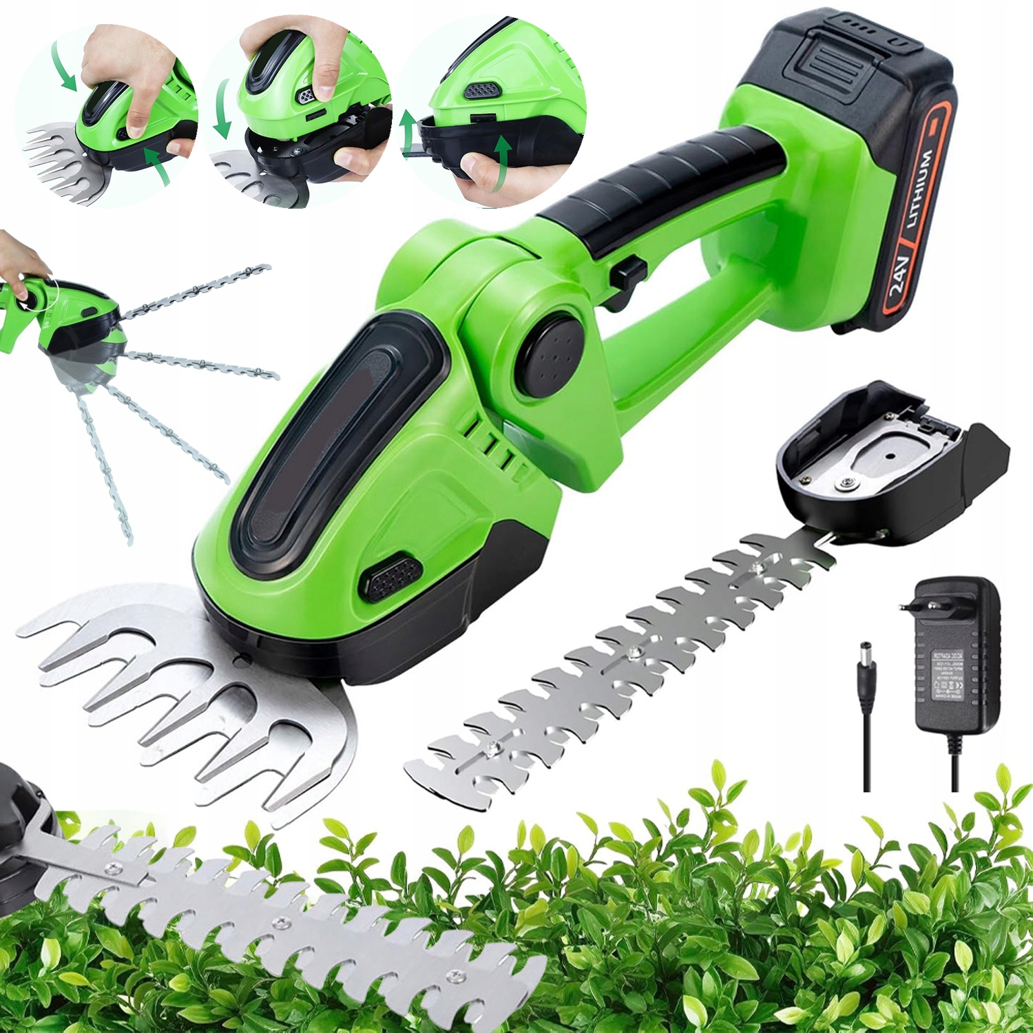 2V1 Akumulátorové Nůžky Na Trávy Živý Plot Zahradní nůžky Na Keře 1500 Mah 24 V