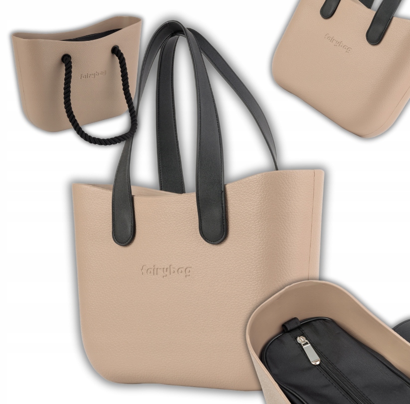 Torebka damska gumowa Torba Bag O Shopper 2 Zestawy Rączek zapinana