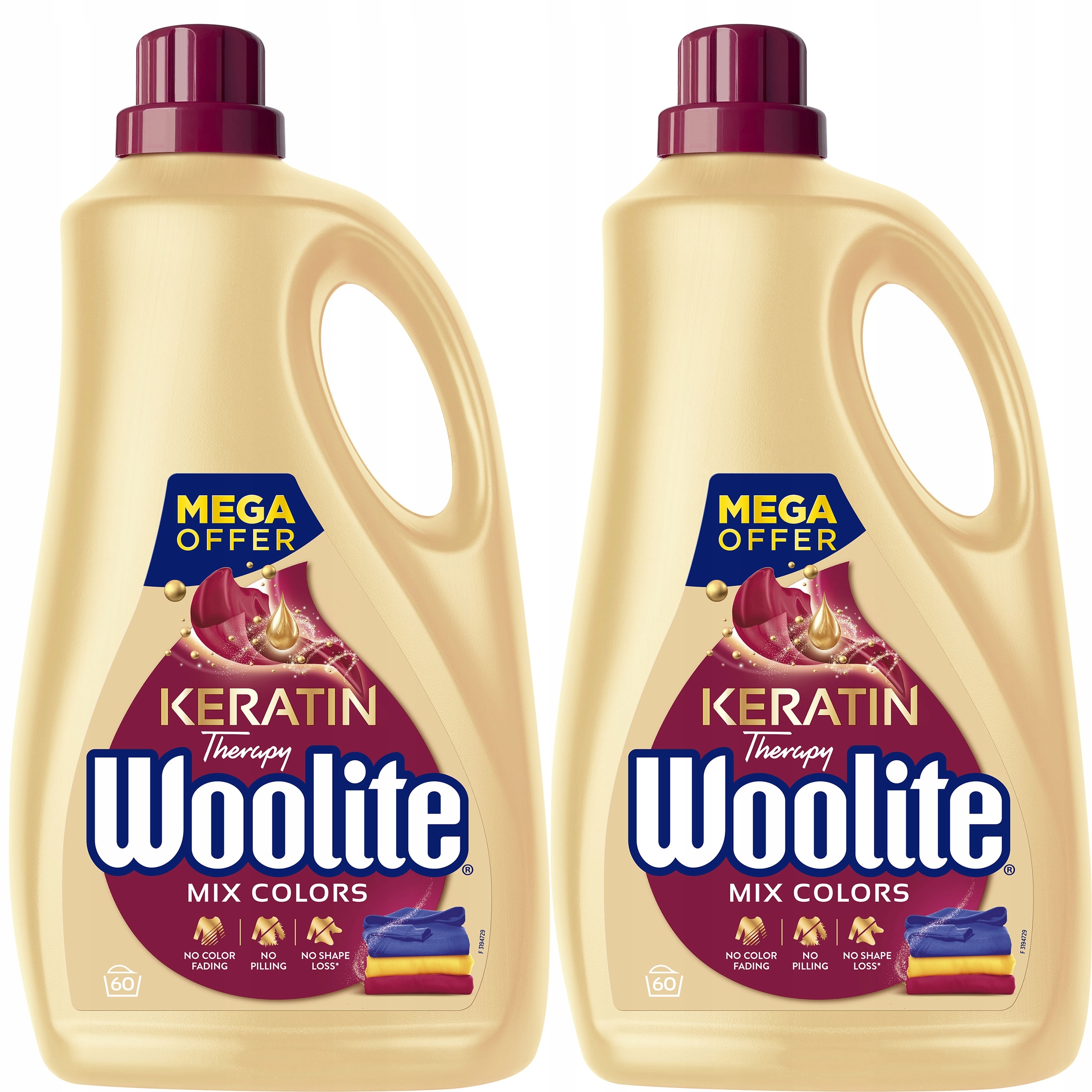 Levně Woolite Sada Tekutých Pracích Prostředků Na Barevné Prádlo S Keratinem 2 X 3.6 L