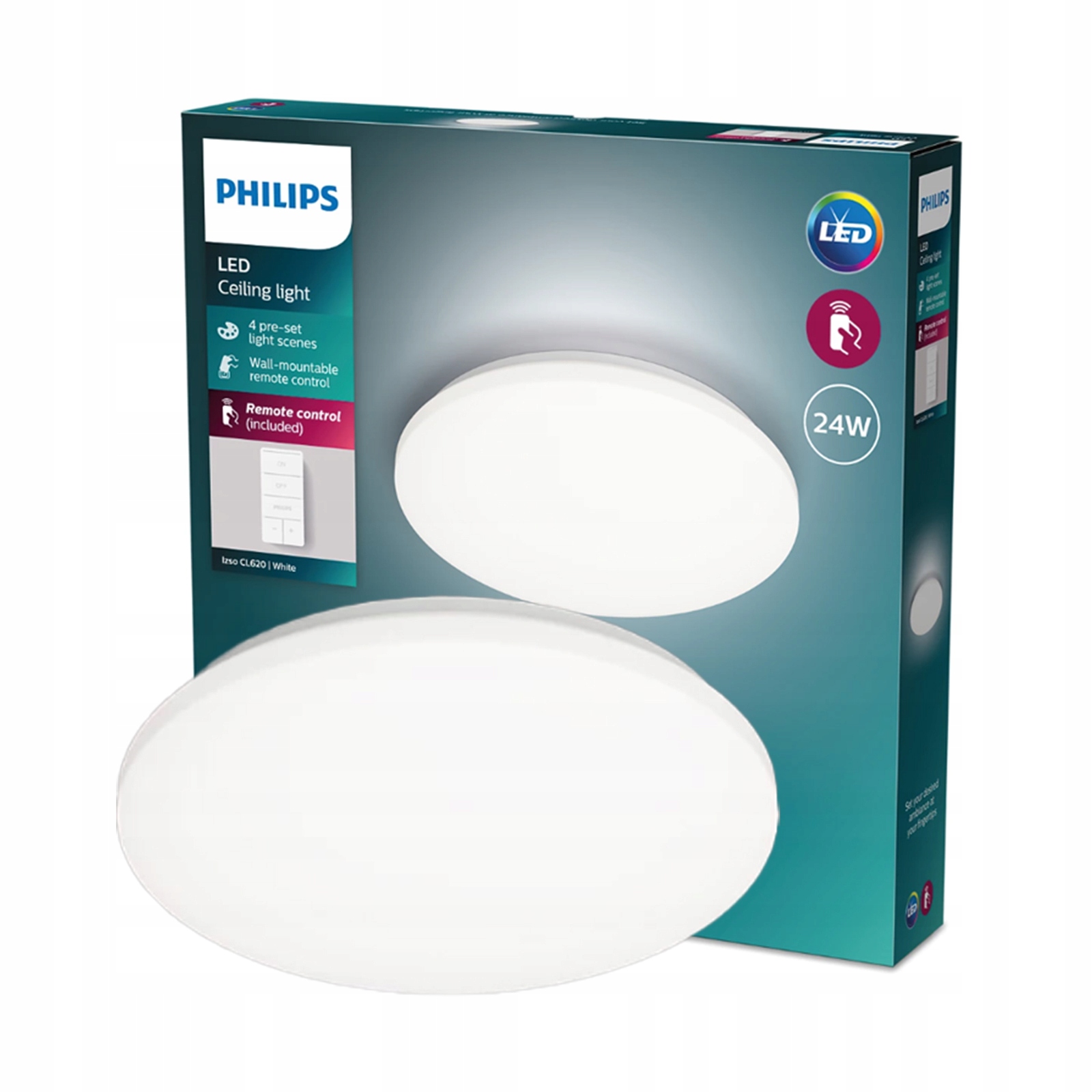 Stropné Svietidlo Led Stropné svietidlo 24W 2700-6500K Stmievateľná 38cm Diaľkový Ovládač Philips