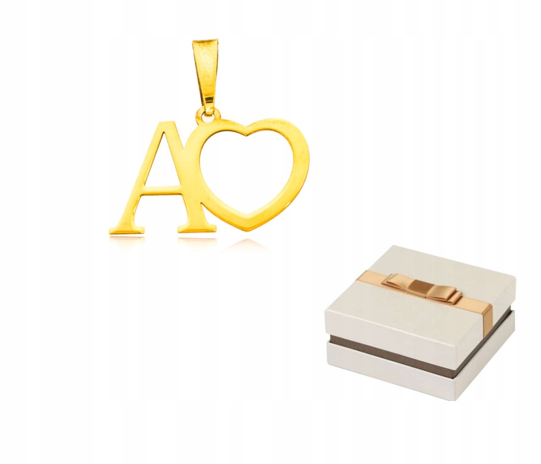 Zlato 585 Zlaté písmenko A se srdcem Srdce Přívěsek Přívěsek 14 karátů ZZ46