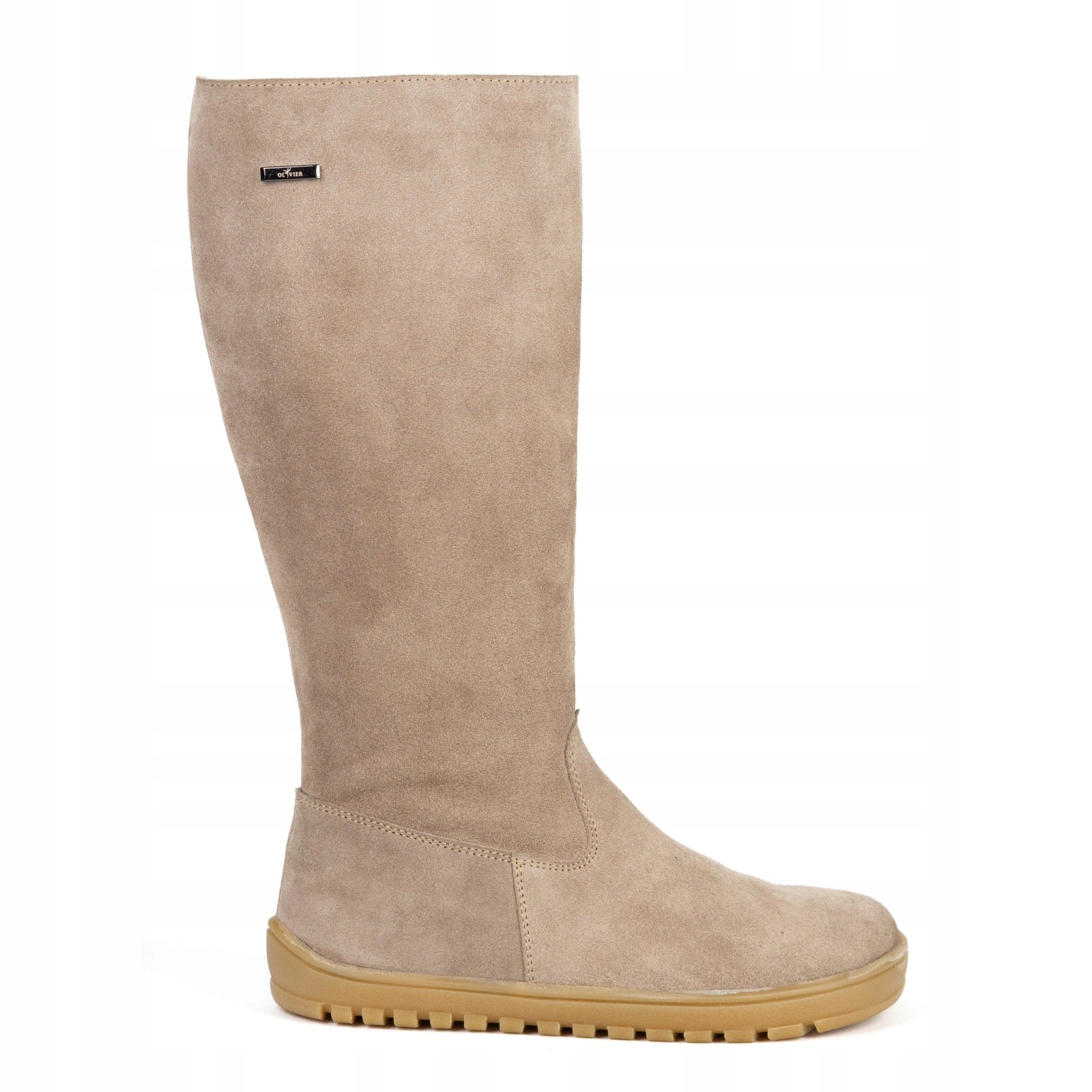 Dámské barefoot kožené kozačky Olivier Hazel béžové velurové 37