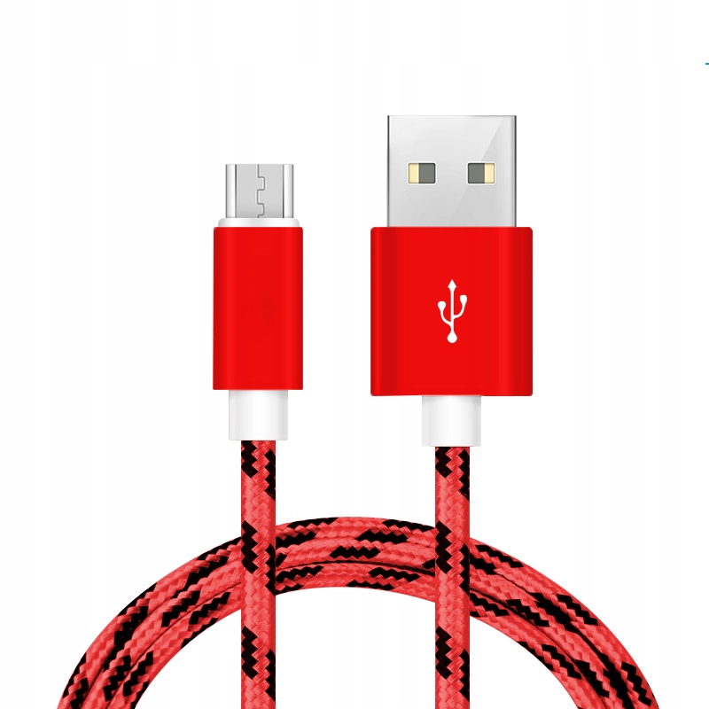 

Kabel micro Usb 1m dane quickcharge czerwony nylon