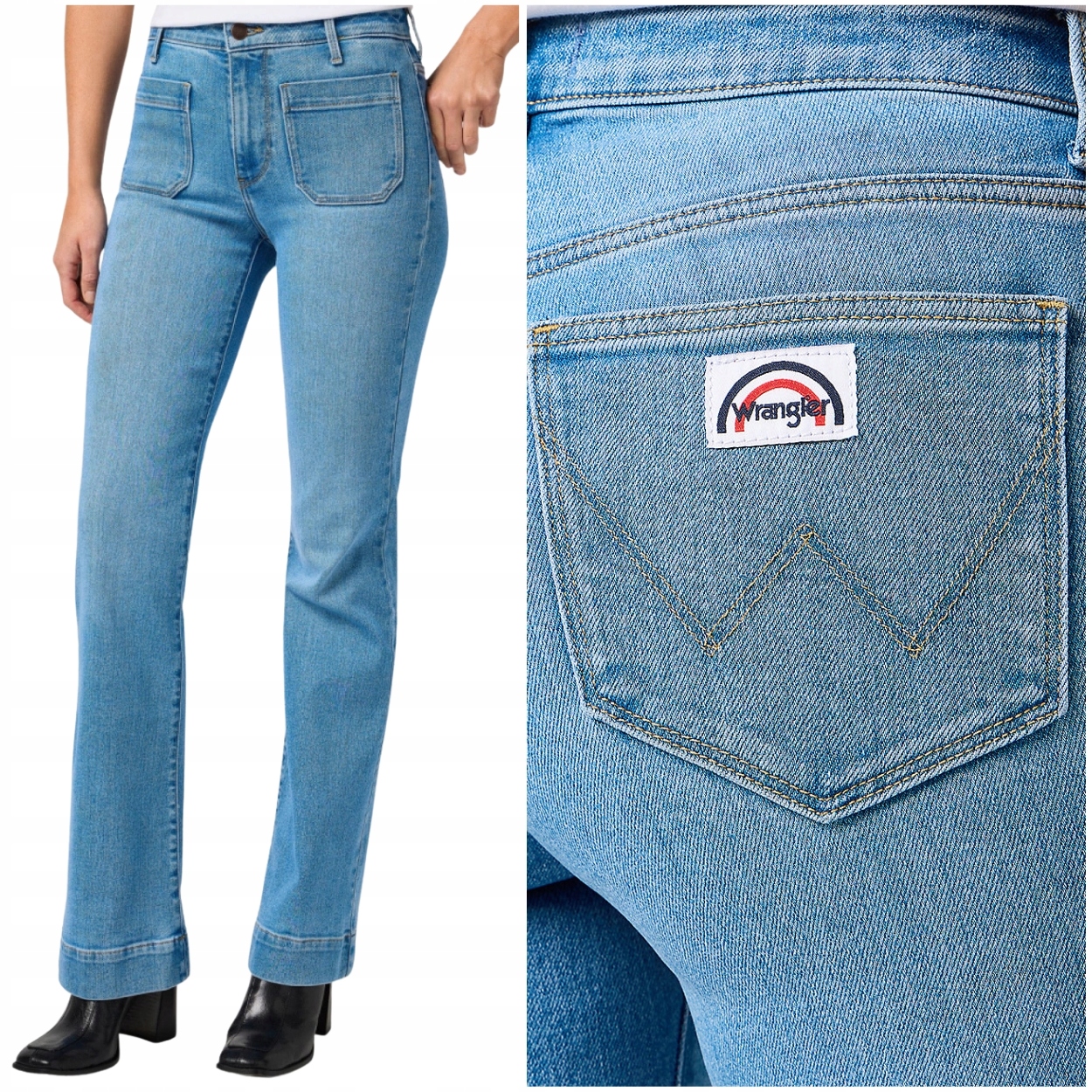 Wrangler Flare CoastalDrift vysoké dámské džínové kalhoty se zvony W28 L32