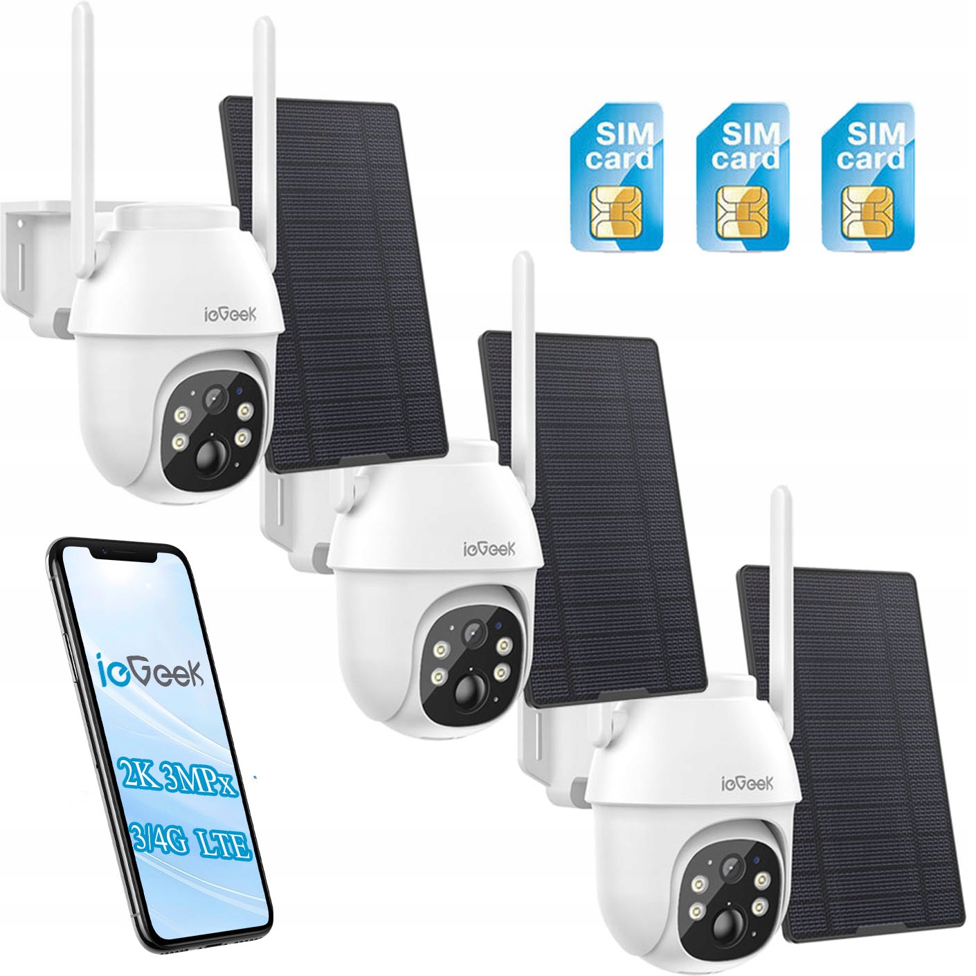 Venkovní Otočná Ip Kamera Na Sim Kartu 4G Lte Gsm 2K 3MPx 3ks