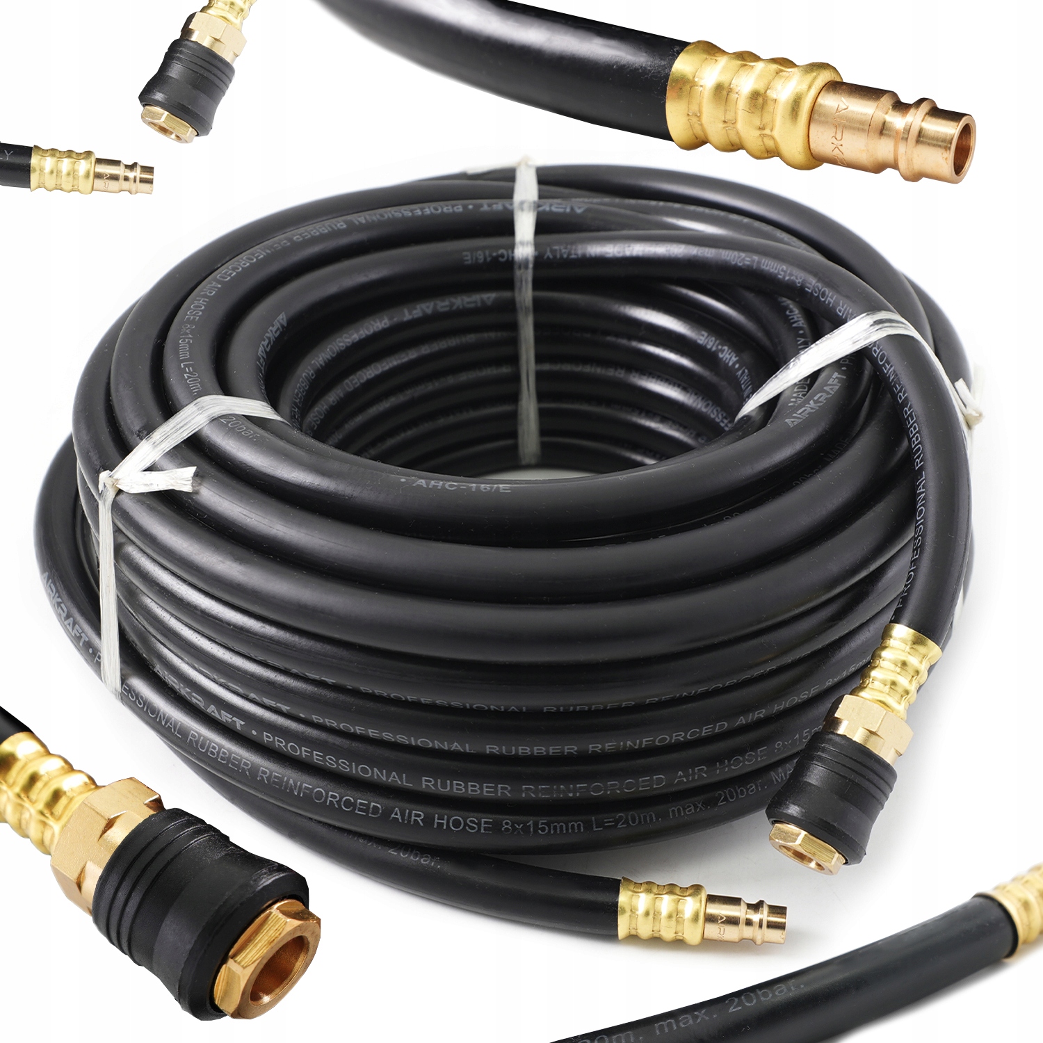 Pneumatická Hadice 20 M Pro Kompresor 20 Bar 10X17 mm Gumová Kovaná