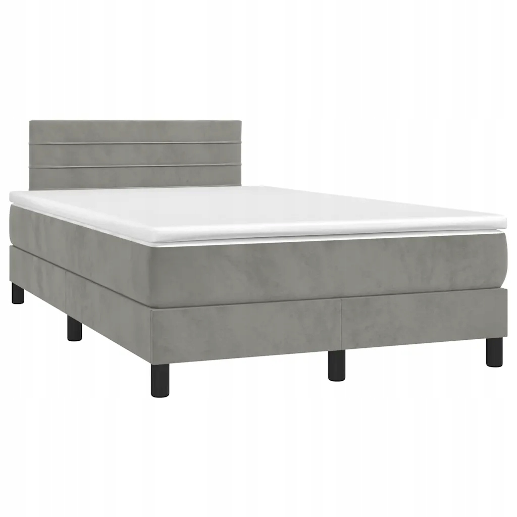 vidaXL Box spring postel s matrací a Led světle šedá 120x190 cm samet