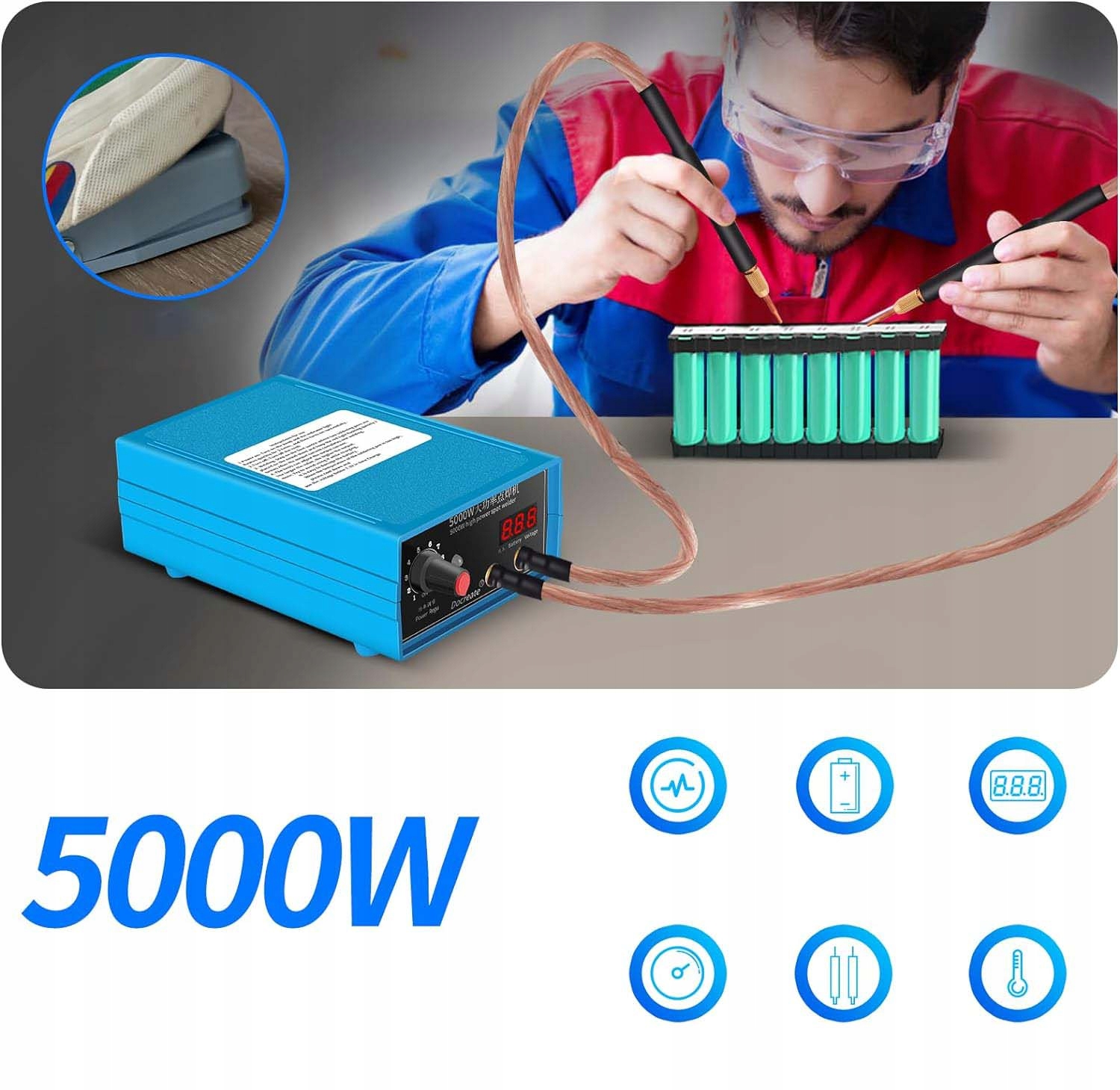 ZGRZEWARKA PUNKTOWA 0-800A 5000W Z PEDAŁEM NOŻNY Marka bez marki