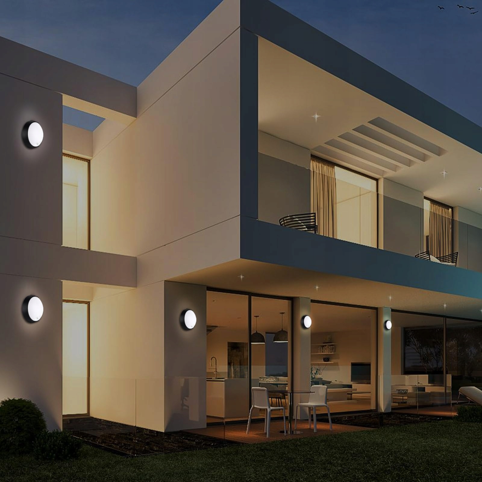 Lampa LED Zewnętrzna Okrągła Z Czujnikiem Ruchu Czarna 18W IP65 MEGACUBE — miniatura 7