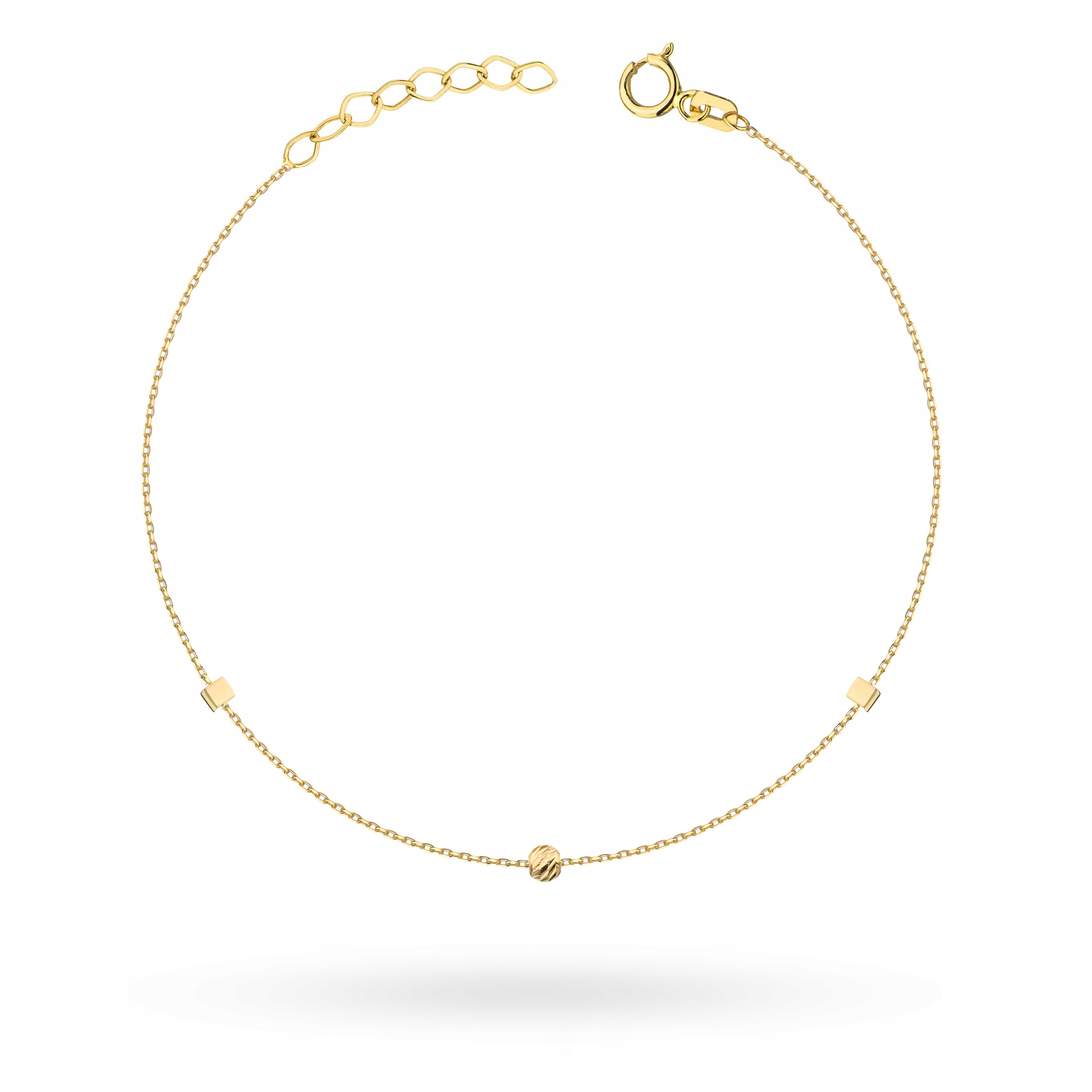 Zlatý Náramek Dámský pr. 585 14k Celebrita s Korálky Krabička