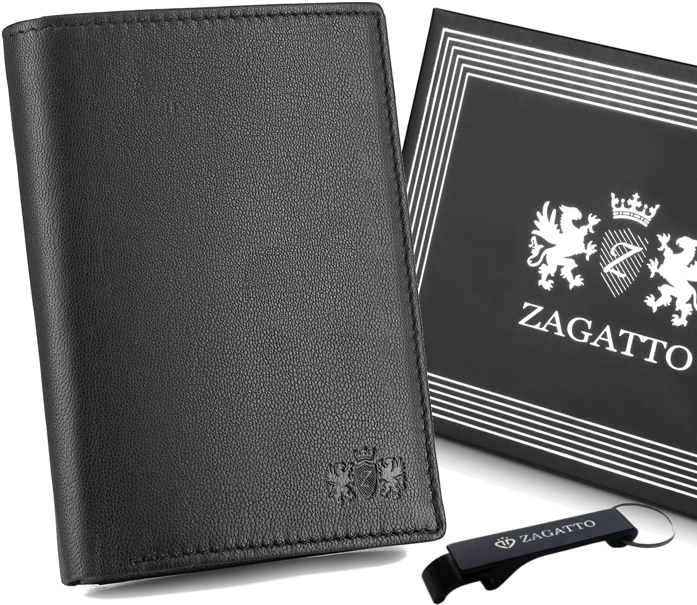 

Zagatto Portfel skórzany męski slim cienki Rfid