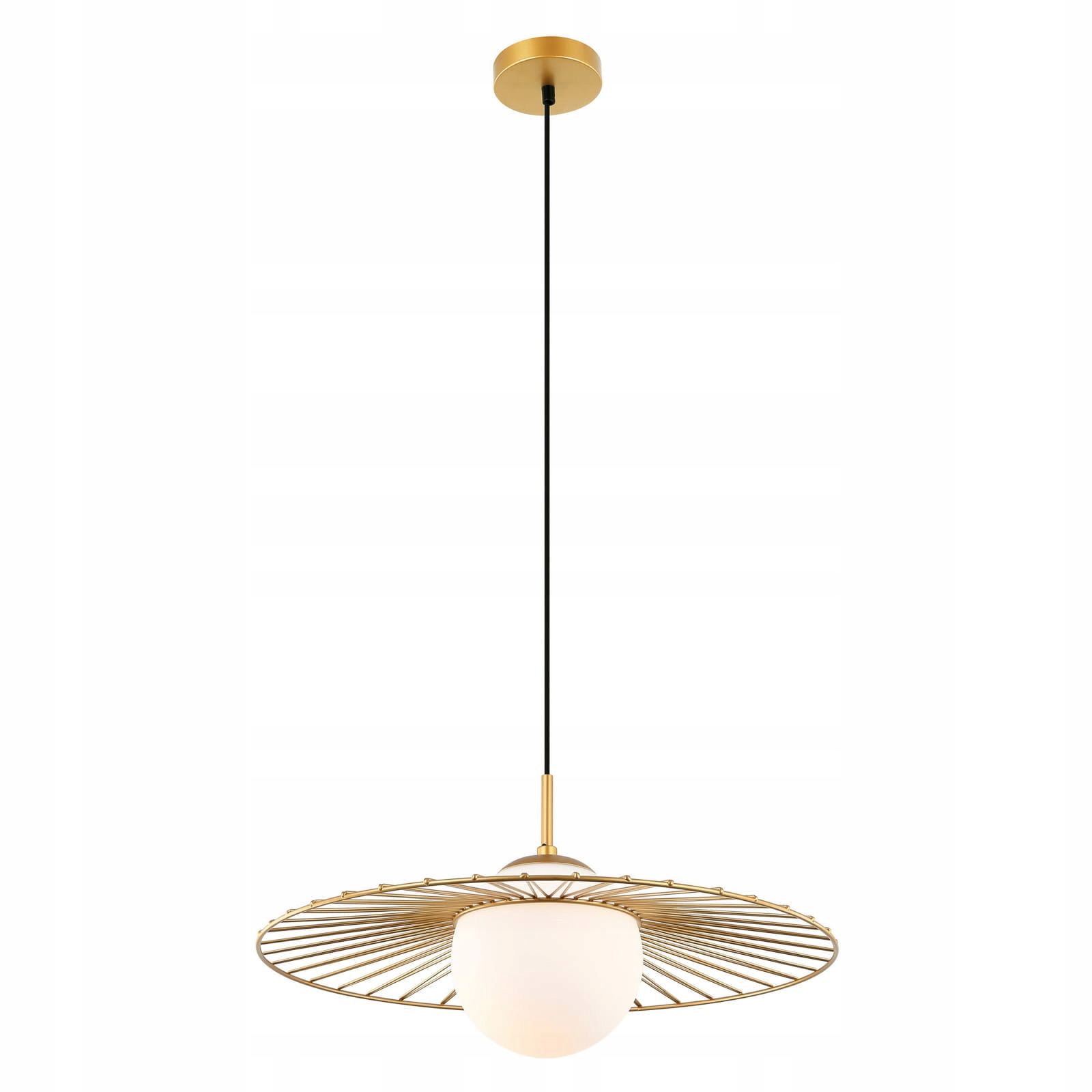 Závesná lampa klobúk sklenená guľa zlatá Italux