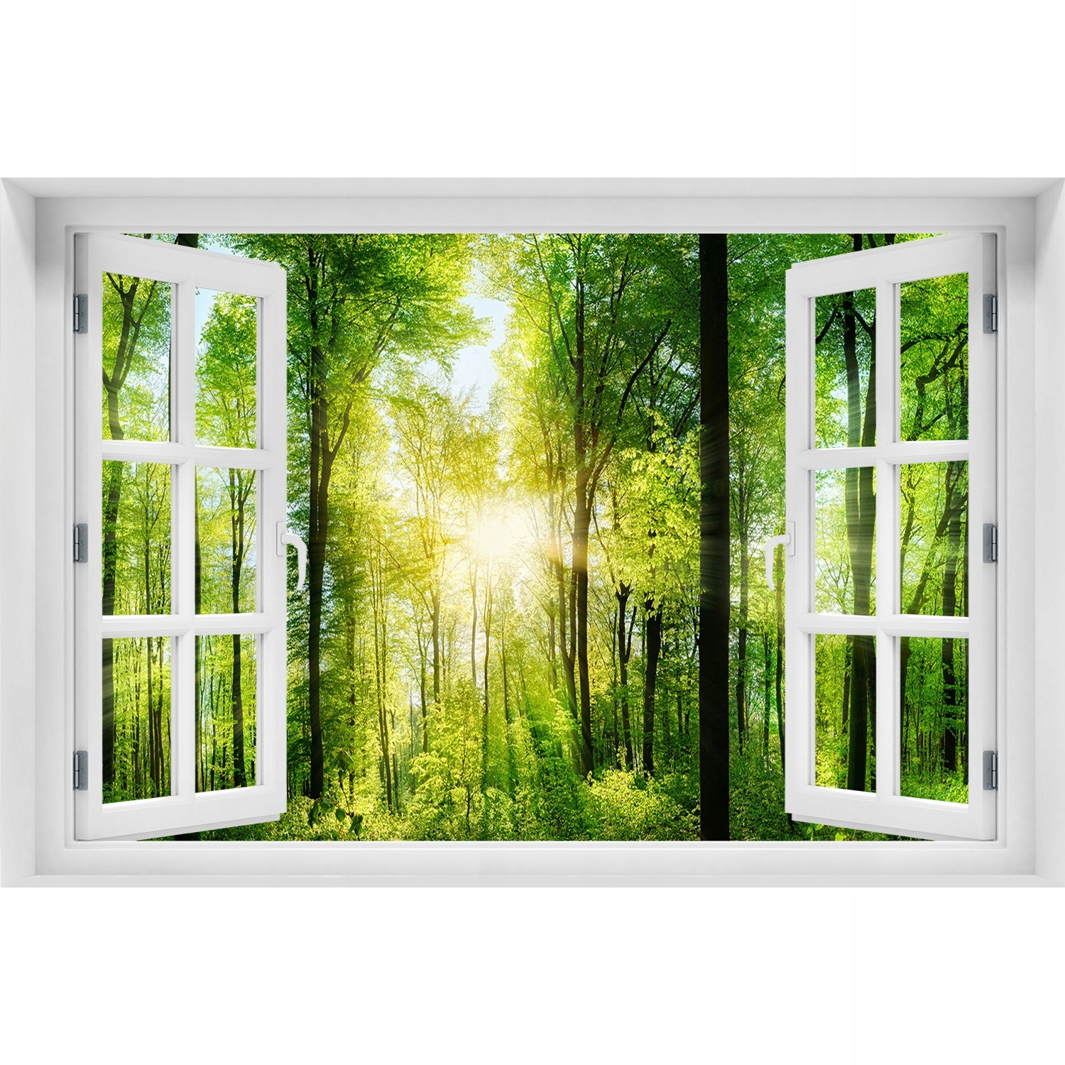 

Naklejka Samoprzylepna 3D Okno Las w słońcu 120x80