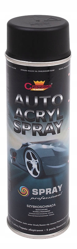 Champion Spray Auto Akryl Czarny Mat 500ml Professional