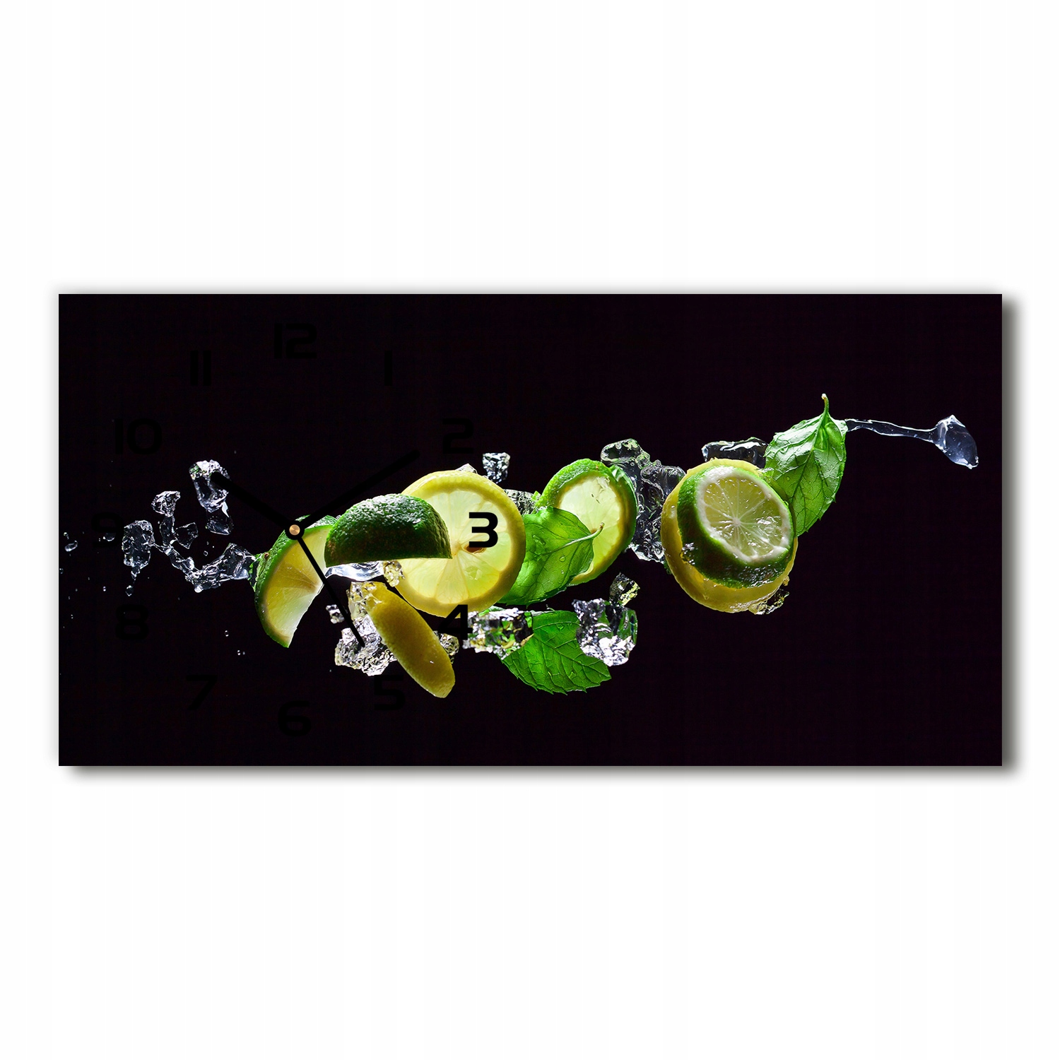 

Szklany zegar ścienny do salonu Mojito 60x30 cm