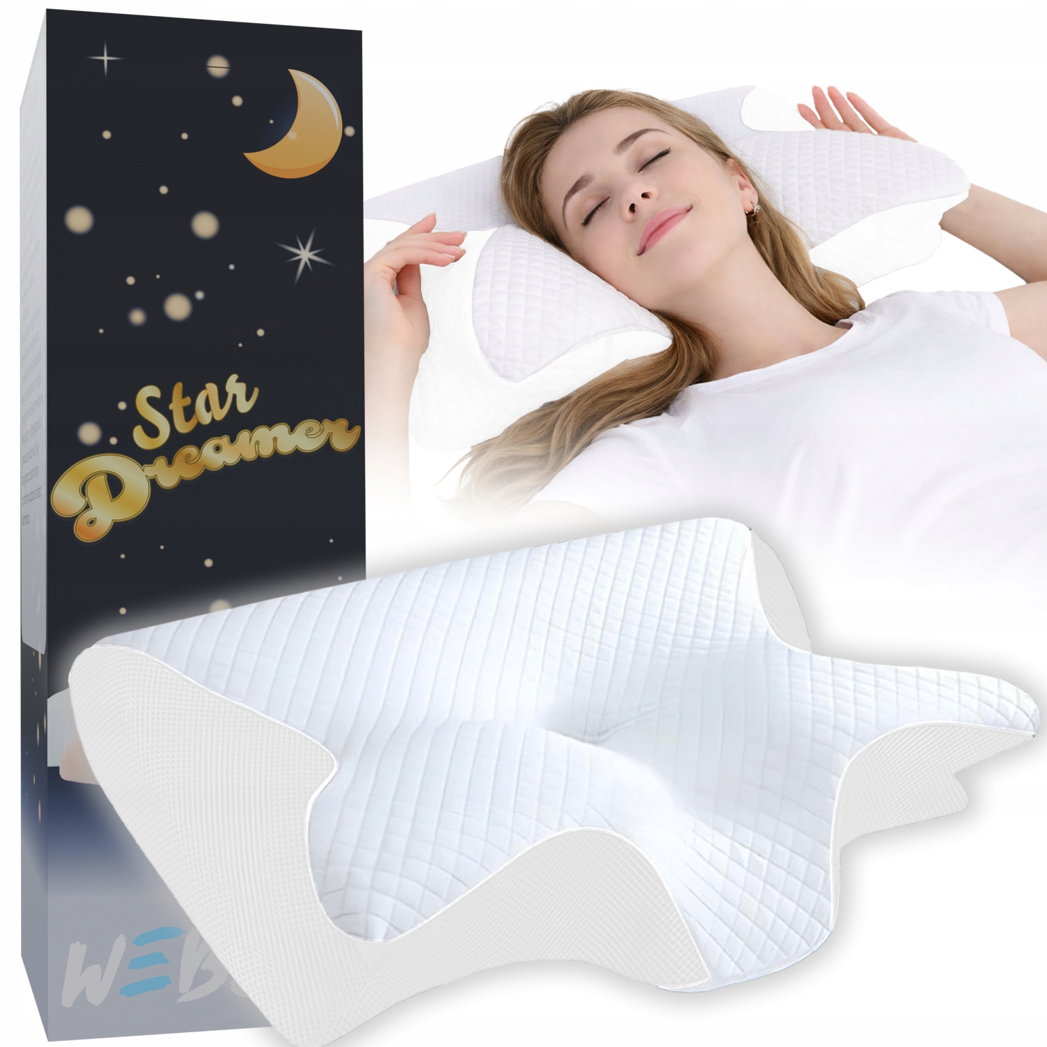 Ortopedyczna Poduszka Star Do Spania Na Plecach Profilowana Pianka Memory