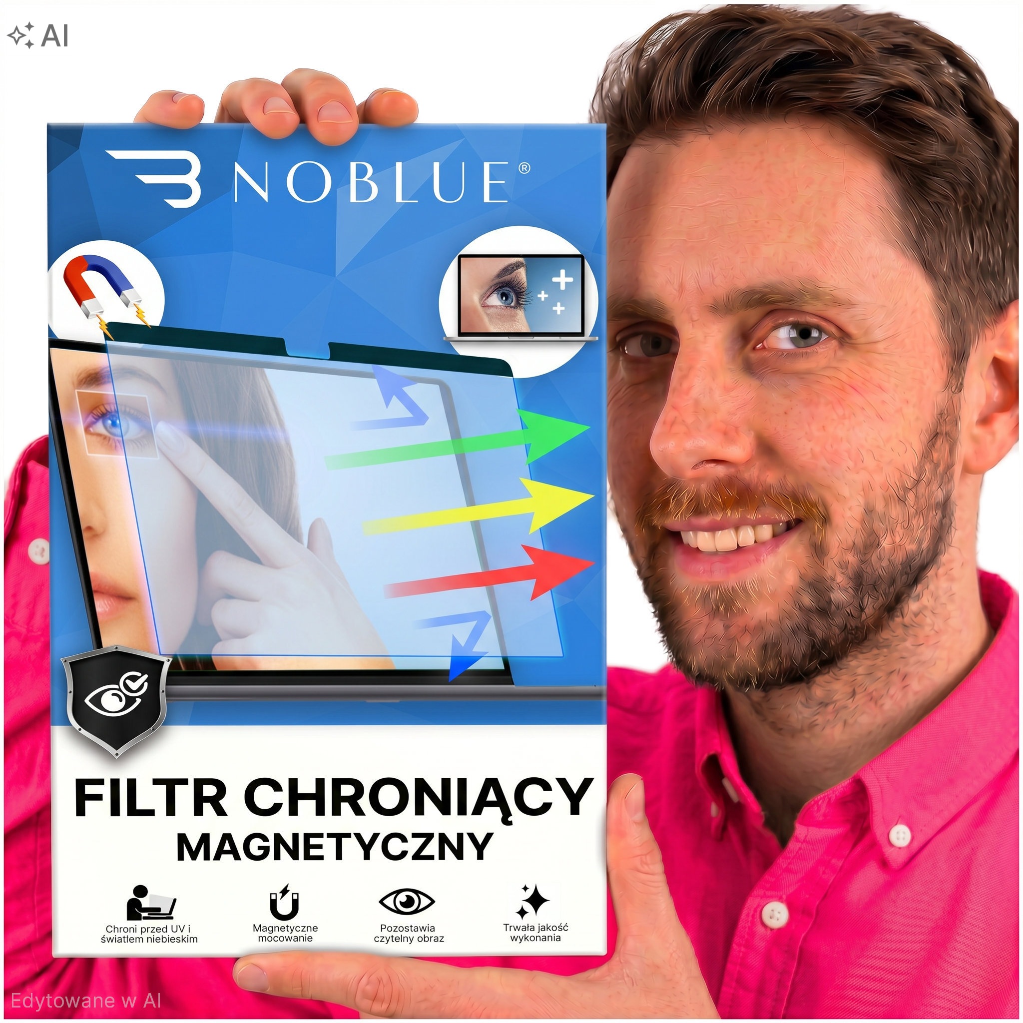Magnetický Filtr Modrého Světla 15,6" Pro Notebook, Ochrana Očí, Matný
