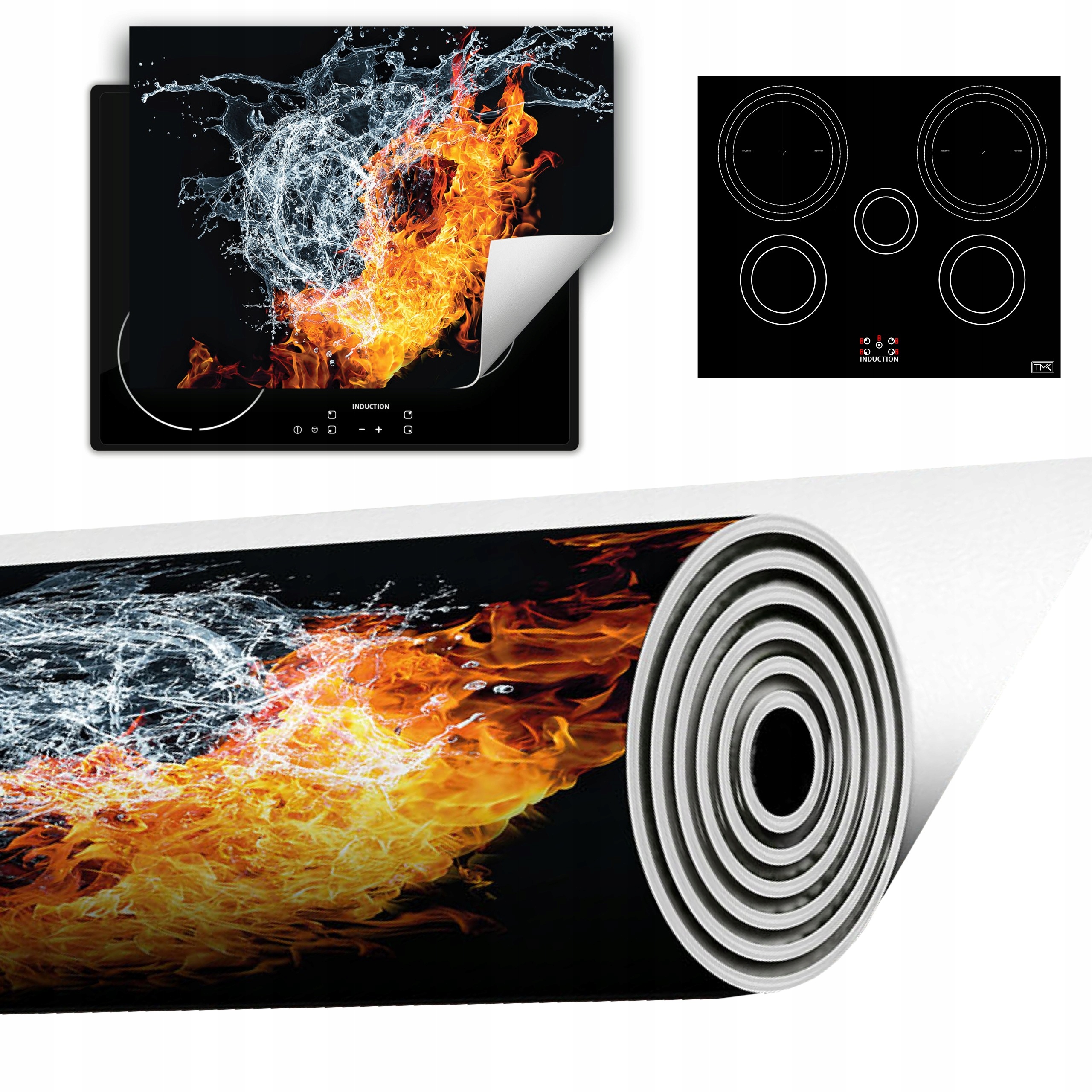 Vinylová Podložka Do Kuchyně Více Místa 70x52 voda oheň