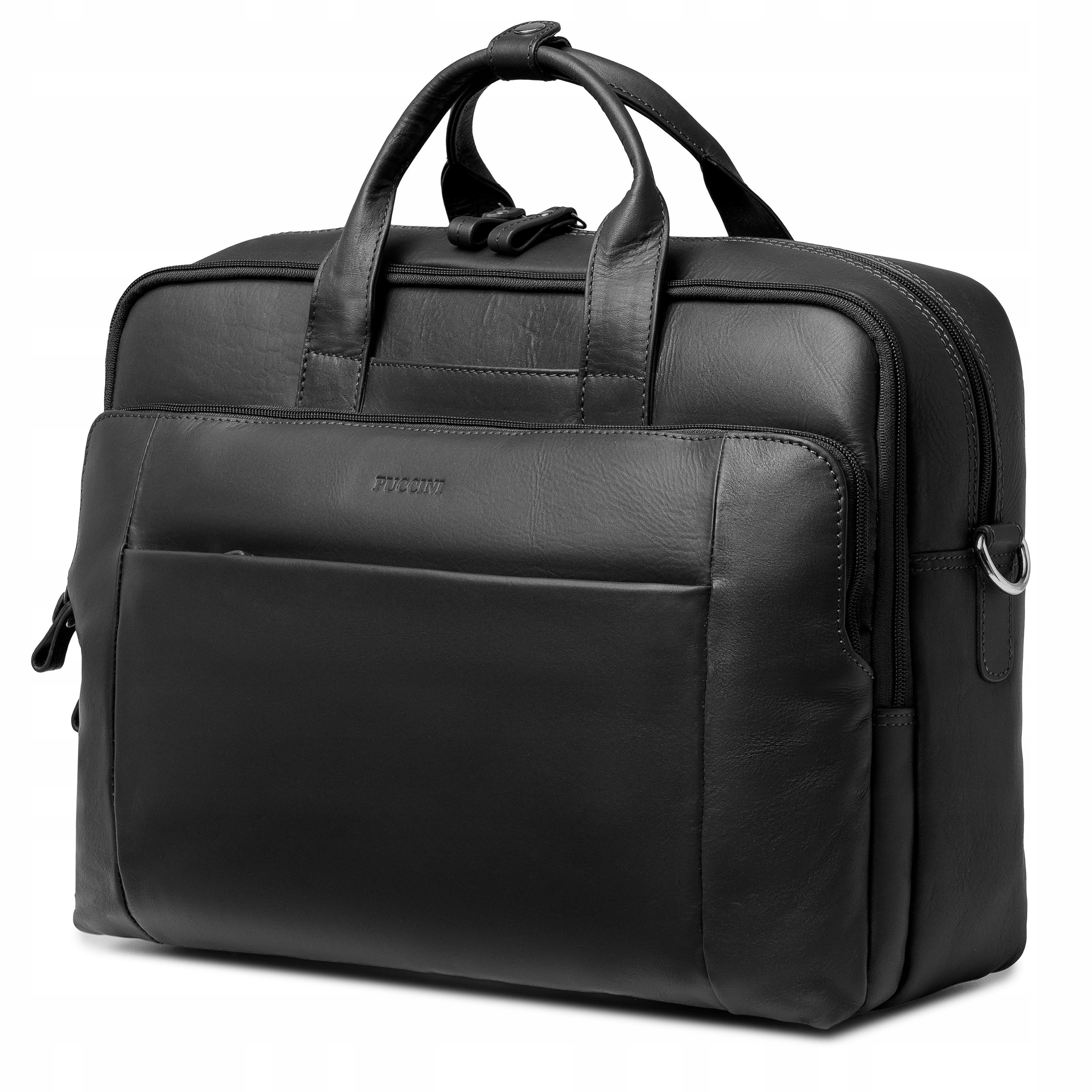 Taška Na Notebook Kožená Elegantní Aktovka 15,6'' Puccini Černá LGD6423 1