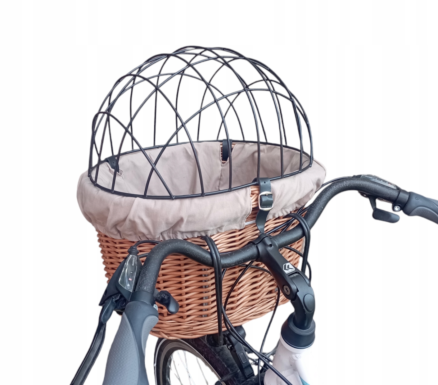 Koszyk wiklinowy na Rower z wkładem i poduszką Transporter dla Psa do 10kg