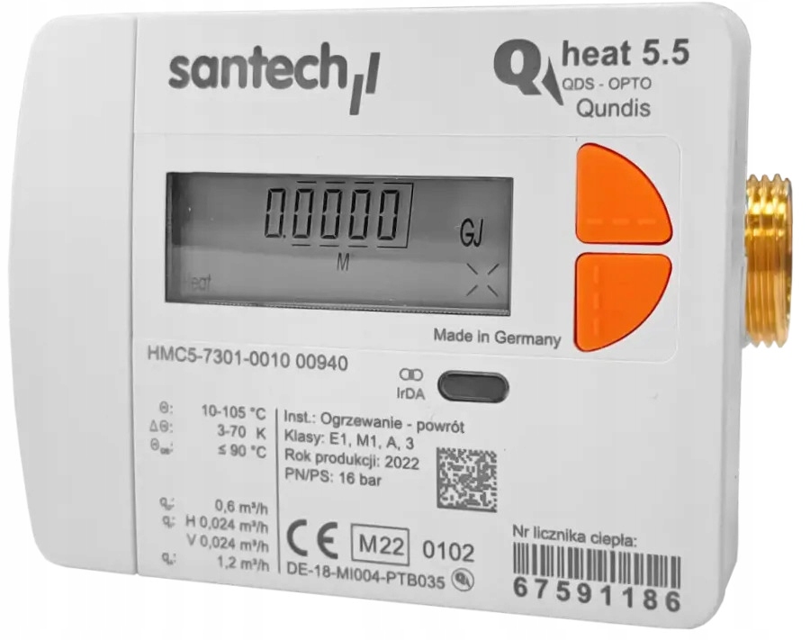 Teplomer QHEAT5.5 Qp 0.6 M3/H 1/2" REDUKCIA1/2/M10 Rádio Návrat