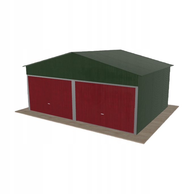 Plechová garáž 6x4.5 m dvoupolohová, dvoupolohová, zelená