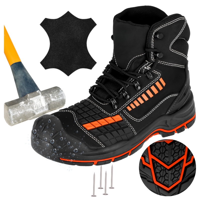 Pánské pracovní boty S3 Vysoké kožené boty Voděodolné s špičkou vel. 46