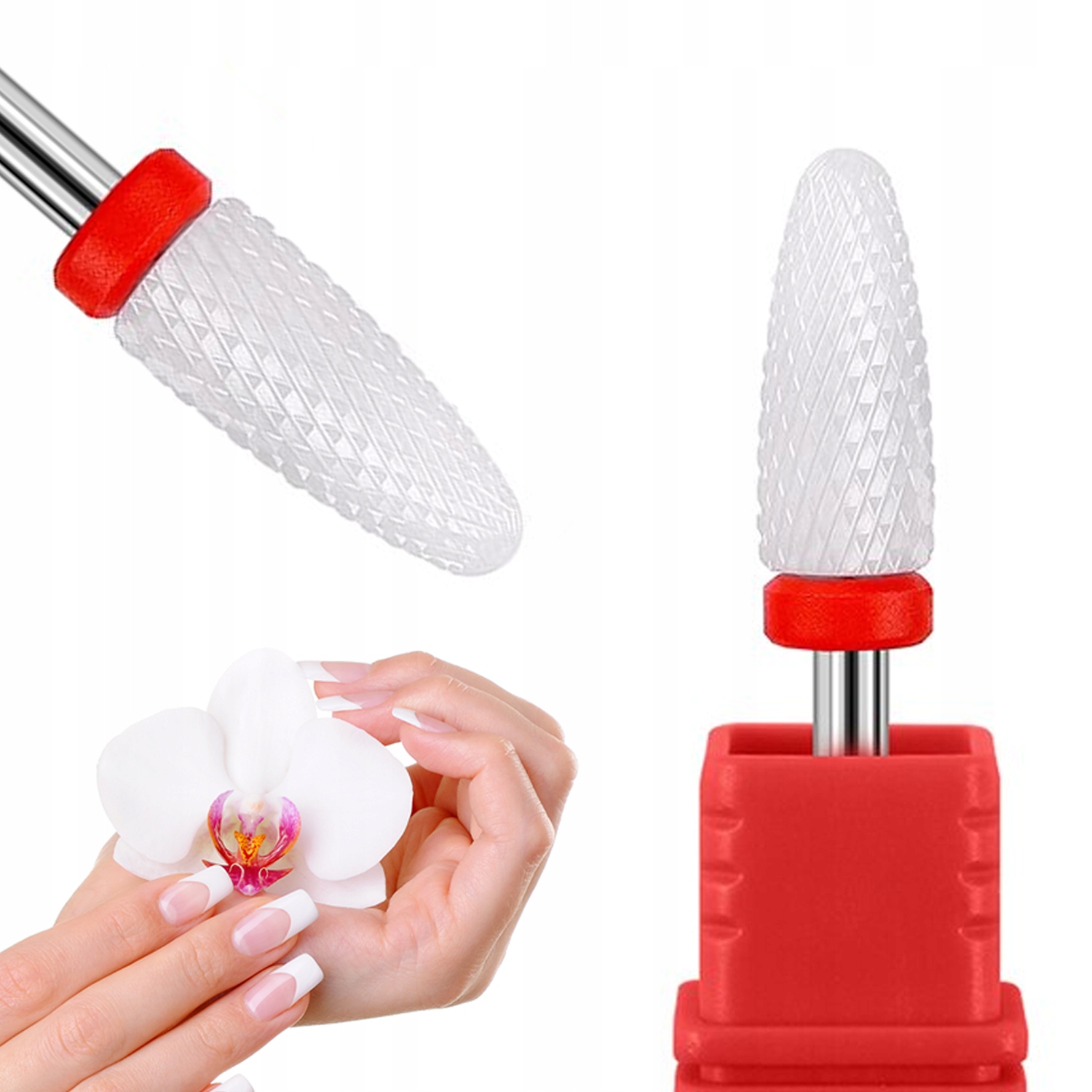 

Frez ceramiczny Delikatny Stożek Hybryda Żel red