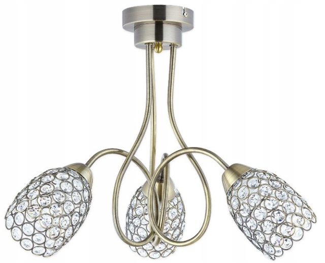 Lampa lustr Krystalový chrom patina křišťály 3xE27 Glamour