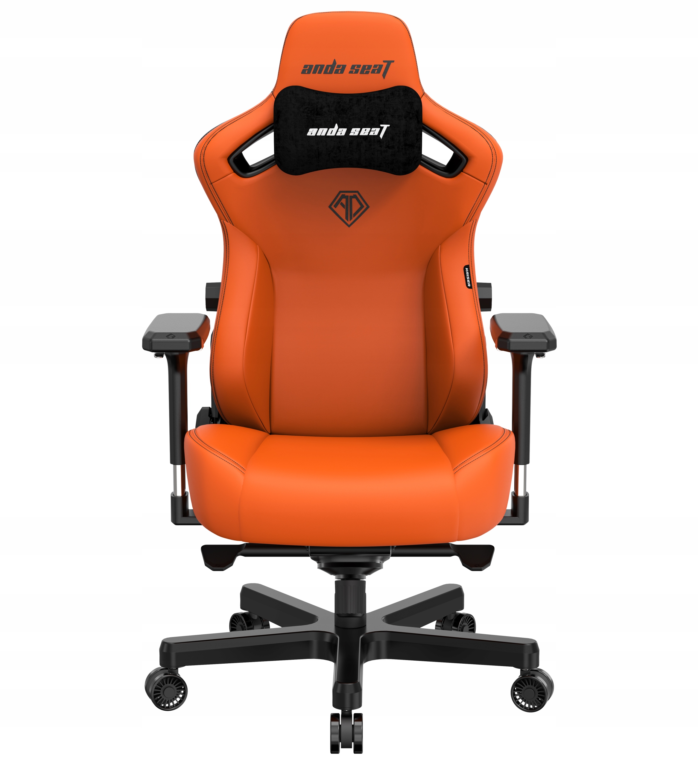 Fotel gamingowy biurowy Anda Seat Kaiser 3L skórzany pomarańczowy obrotowy