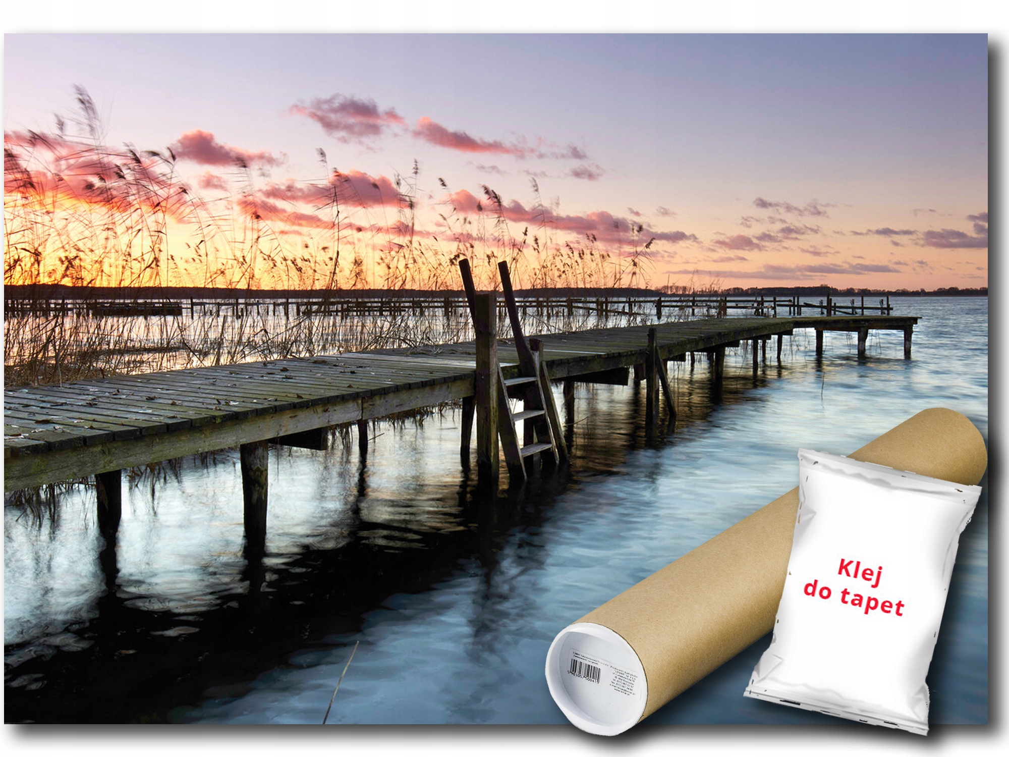 Vinylová Fototapeta Jezero Most Molo Západ Slunce Krajina Pohled 152x104