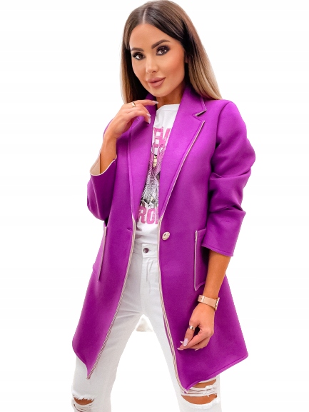 0008 Elegantní oversize kabát Premium, silný materiál, purpurová barva