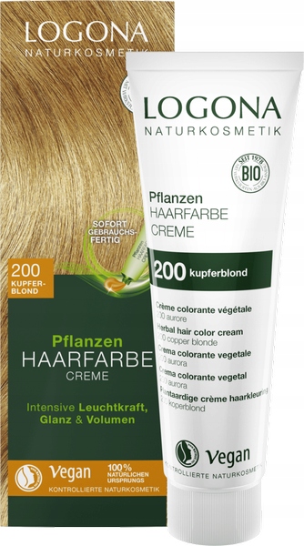 Logona Roślinna farba do włosów w kremie 200 Kupferblond (miedziany blond)