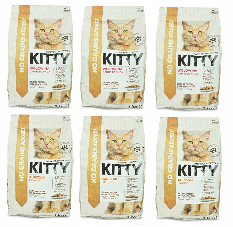 Levně Kitty Pro Kočky mix Hovězí kuře 6x1kg Bez obilovin